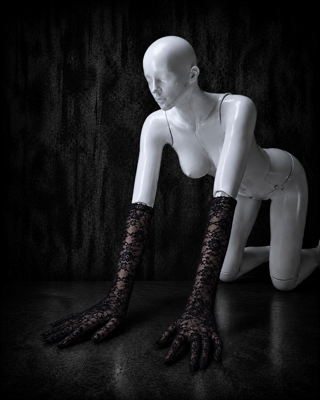 Guantes Largos de Encaje Noir