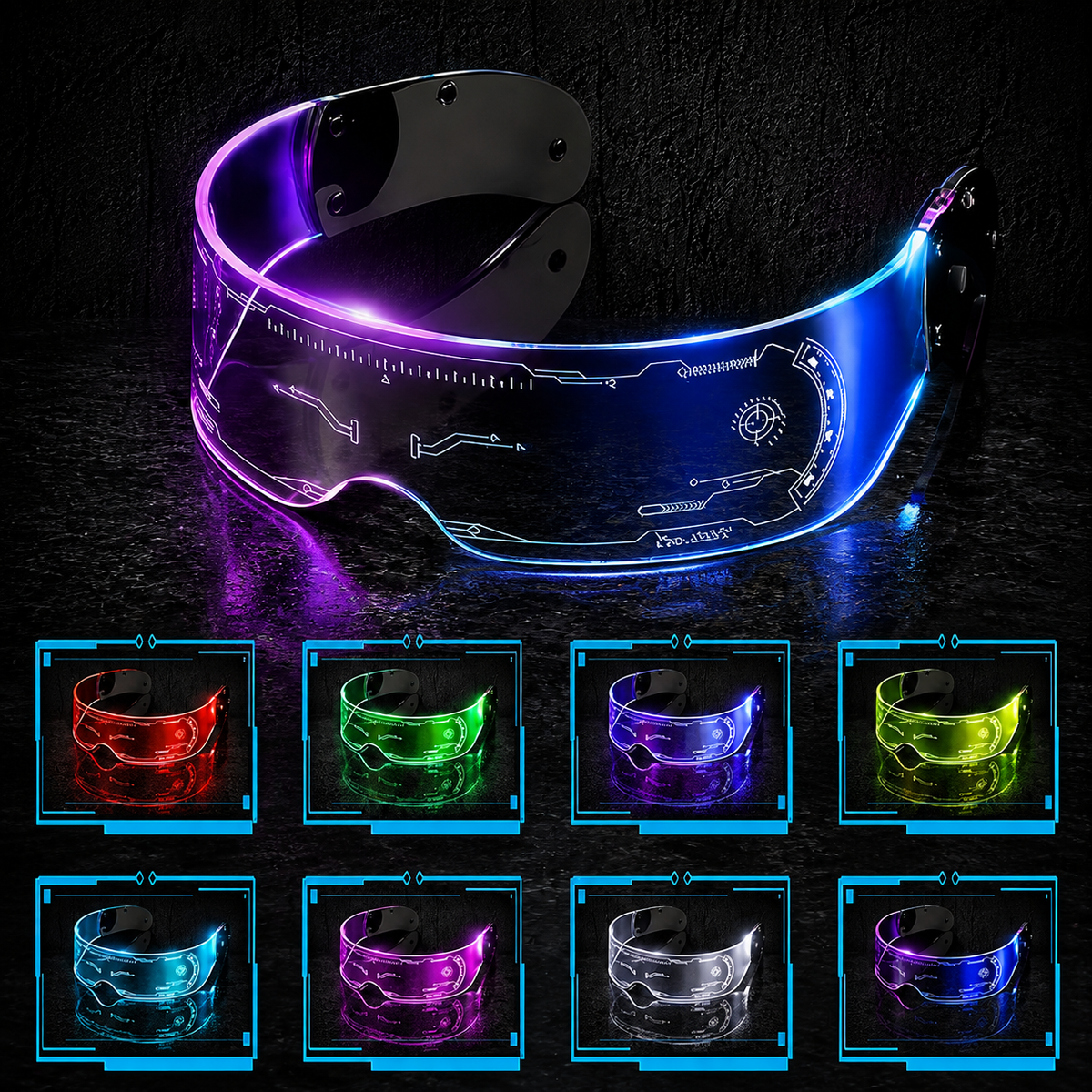 Lentes LED Futuristas – 7 Colores Neón
